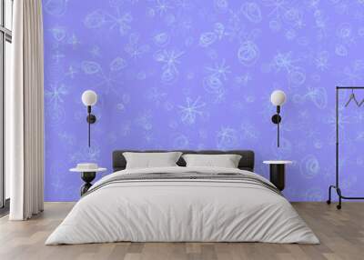 Hand Drawn white Snowflakes Christmas Seamless Pat Wall mural