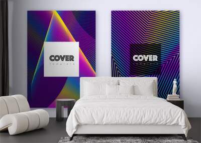 Hipster cover design template set. Rainbow abstrac Wall mural