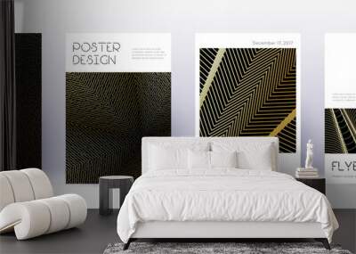 Minimal brochure design template set. Gold abstrac Wall mural