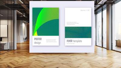 Minimalistic cover design template set. Green abst Wall mural