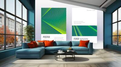 Minimalistic cover design template set. Green abst Wall mural