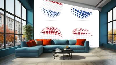 Netherlands halftone flag set patriotic vector design. 3D halftone sphere in Netherlands national flag colors isolated on white background. Wall mural