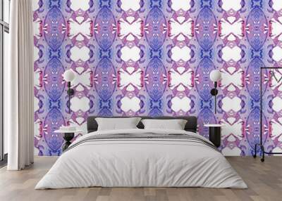 Red blue geometric seamless pattern. Hand drawn wa Wall mural