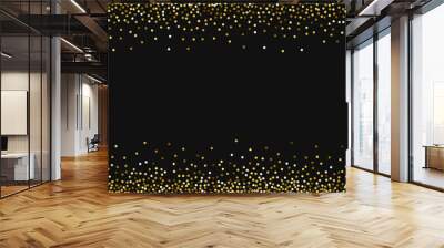 Round gold glitter. Borders with round gold glitter on black background. Curious Vector illustration. Wall mural