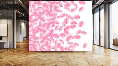 Sakura petals falling down. Romantic pink bright b Wall mural