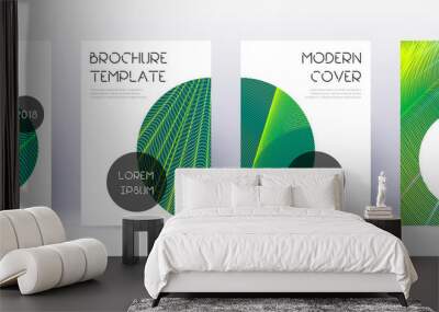 Trendy brochure design template set. Green abstrac Wall mural