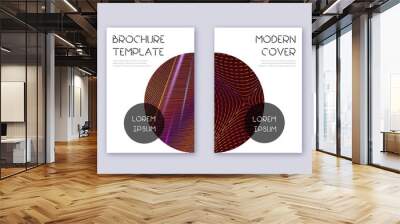 Trendy brochure design template set. Orange abstra Wall mural