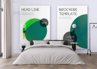 Trendy cover design template set. Green abstract l Wall mural