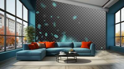 Turquoise flower petals falling down. Attractive r Wall mural