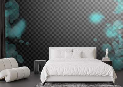 turquoise flower petals falling down. incredible r Wall mural