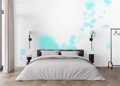 turquoise flower petals falling down. noteworthy r Wall mural