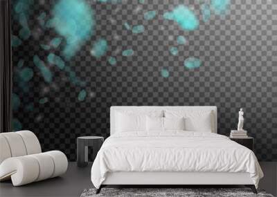 turquoise flower petals falling down. surprising r Wall mural