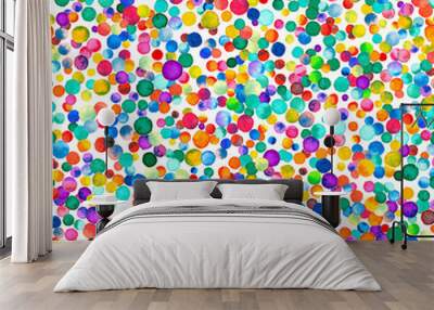 Watercolor confetti seamless pattern. Hand painted actual circles. Watercolor confetti circles. Purple scattered circles pattern. 0. Wall mural