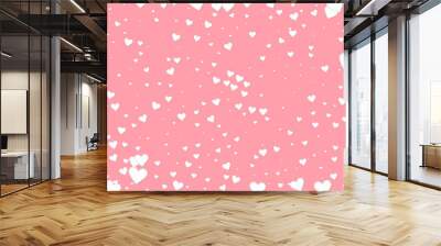 White heart love confettis. Valentine's day vignet Wall mural