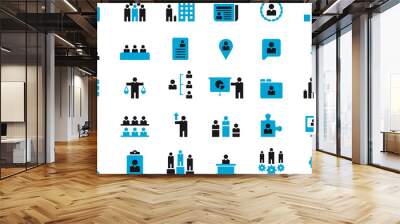 business, hhrr & management glyph icons (blue&black) Wall mural