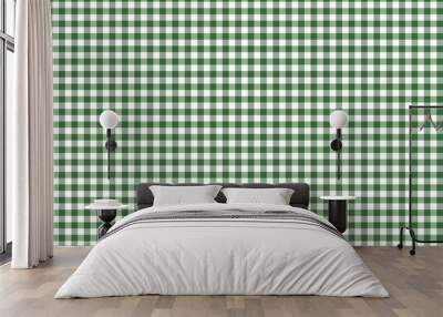 Dark Green Gingham Pattern Background Wall mural