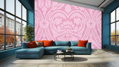 Light pink fabric texture with patterns.Background pink with lace. Wall mural