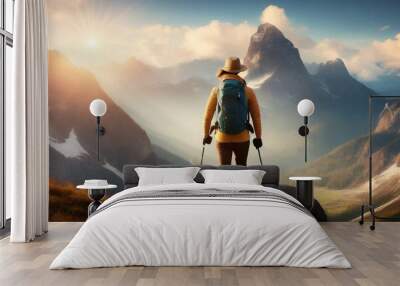 The Climb Unveiled: Photo Illustration of Mountaineering Lifestyle Wall mural