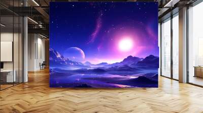  purple futuristic galaxy design 3D illustration  Wall mural