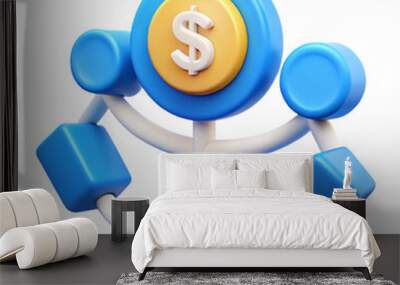 Cash flow  3d cartoon style illustration Wall mural