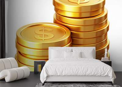 gold coin stack icon 3d cartoon style illustration  Wall mural