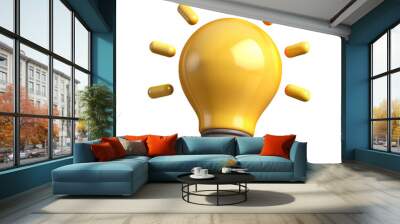 light bulb concept 3d cartoon style illustration Wall mural