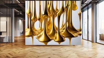 melted gold dripping isolated Wall mural