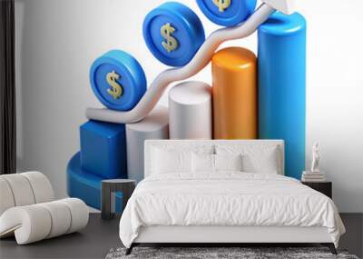 Revenue growth 3d cartoon style illustration Wall mural