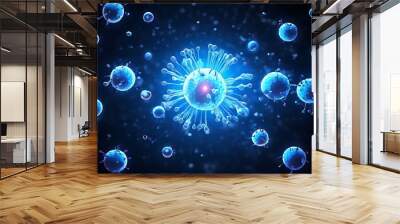 White blood cells appear as bright spots, isolated on a background Wall mural