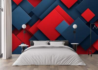 Red and Blue Geometric Background Wall mural