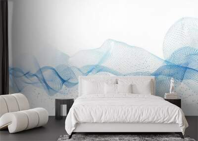 Abstract Blue Wave of Dots Wall mural