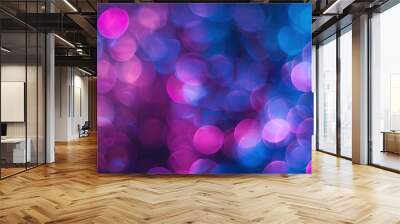 Abstract Blurred Background with Purple and Blue Bokeh Lights Wall mural