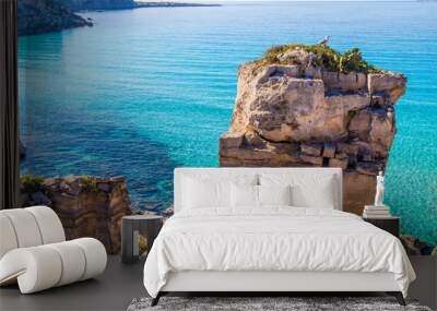 Seagull resting on a rock on Favignana island in Sicily, Italy Wall mural