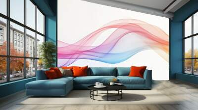 A vibrant wave of multicolored smoke swirling in an abstract, flowing pattern. Wall mural