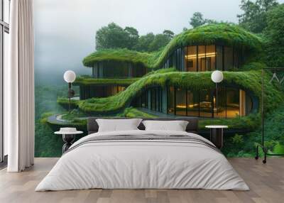 Modern Green Architecture House Wall mural