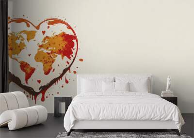 Earth Valentine heart, Generative AI Wall mural