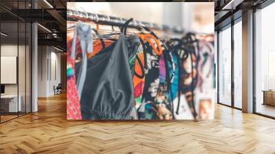 Women swimsuits in the retail store on Bali island, Indonesia. Fashion shopping concept in Asia. Wall mural