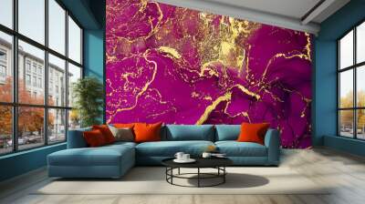 abstract dark pink and gold painting on canvas background Wall mural