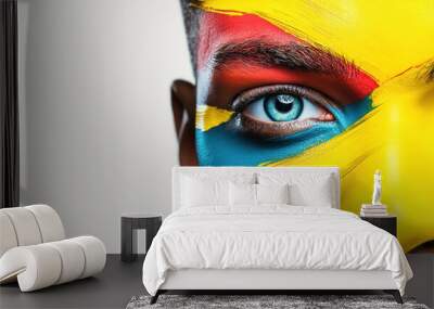 artistic face paint portrait in vibrant colors Wall mural