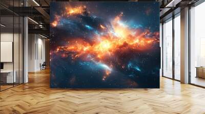 mystical journey through the cosmos, vibrant interstellar nebula and galaxy, exploration of outer space Wall mural