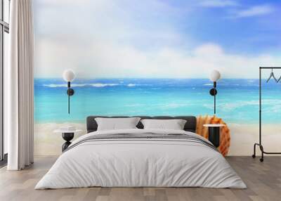 Landscape with shell on tropical beach. Summer concept. Wall mural