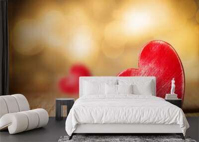 red wooden heart Wall mural