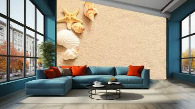 seashells on sand Wall mural