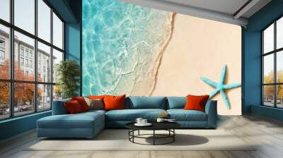 Starfish on the summer beach. Summer background. Tropical sand beach Wall mural