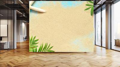 Summer beach. Starfish and on the sand. Wall mural