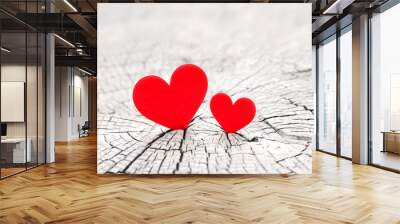 two hearts and valentines day Wall mural