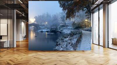 Gapstow bridge during winter, Central Park New York City. USA Wall mural