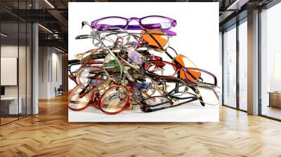 Pile of old used spectacles Wall mural