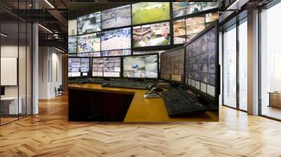 City surveillance control center Wall mural