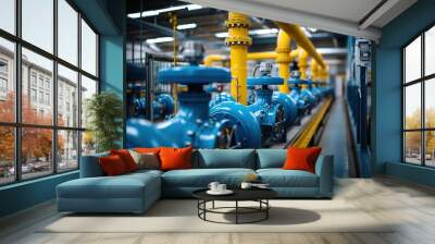 valves and pipelines in oil refinery Wall mural